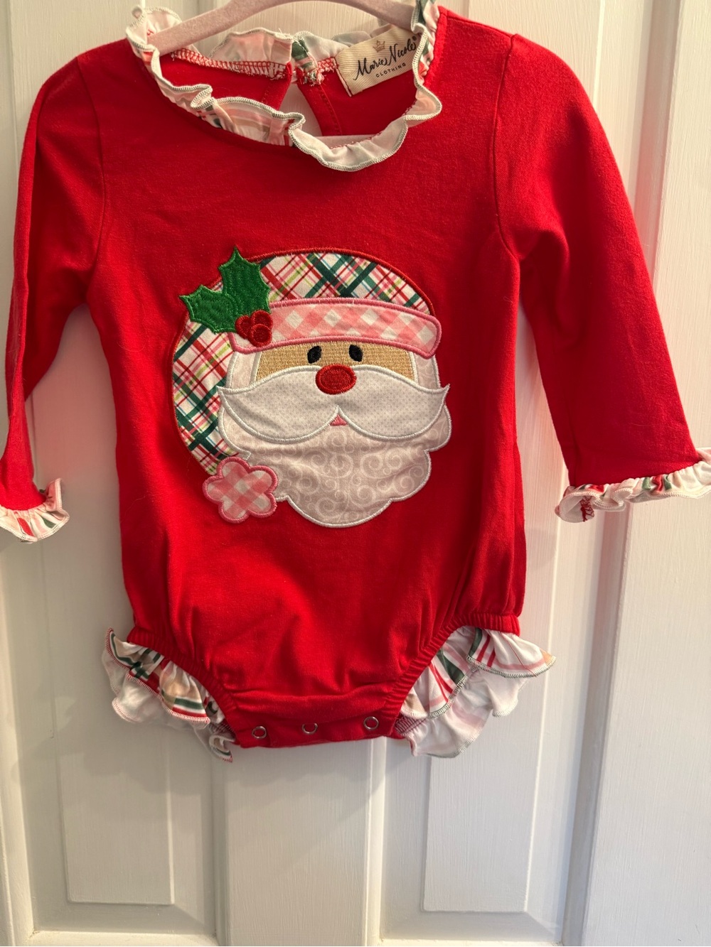Marie Nicole Clothing Baby Girl Christmas Santa Bubble Romper 6-12M
